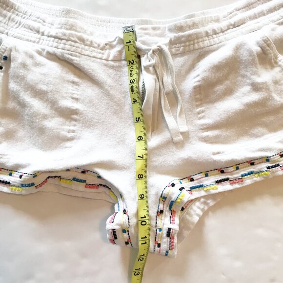 LOU & GREY White Linen Blend Stitching Detail Shorts Womens Large - Picture 9 of 10